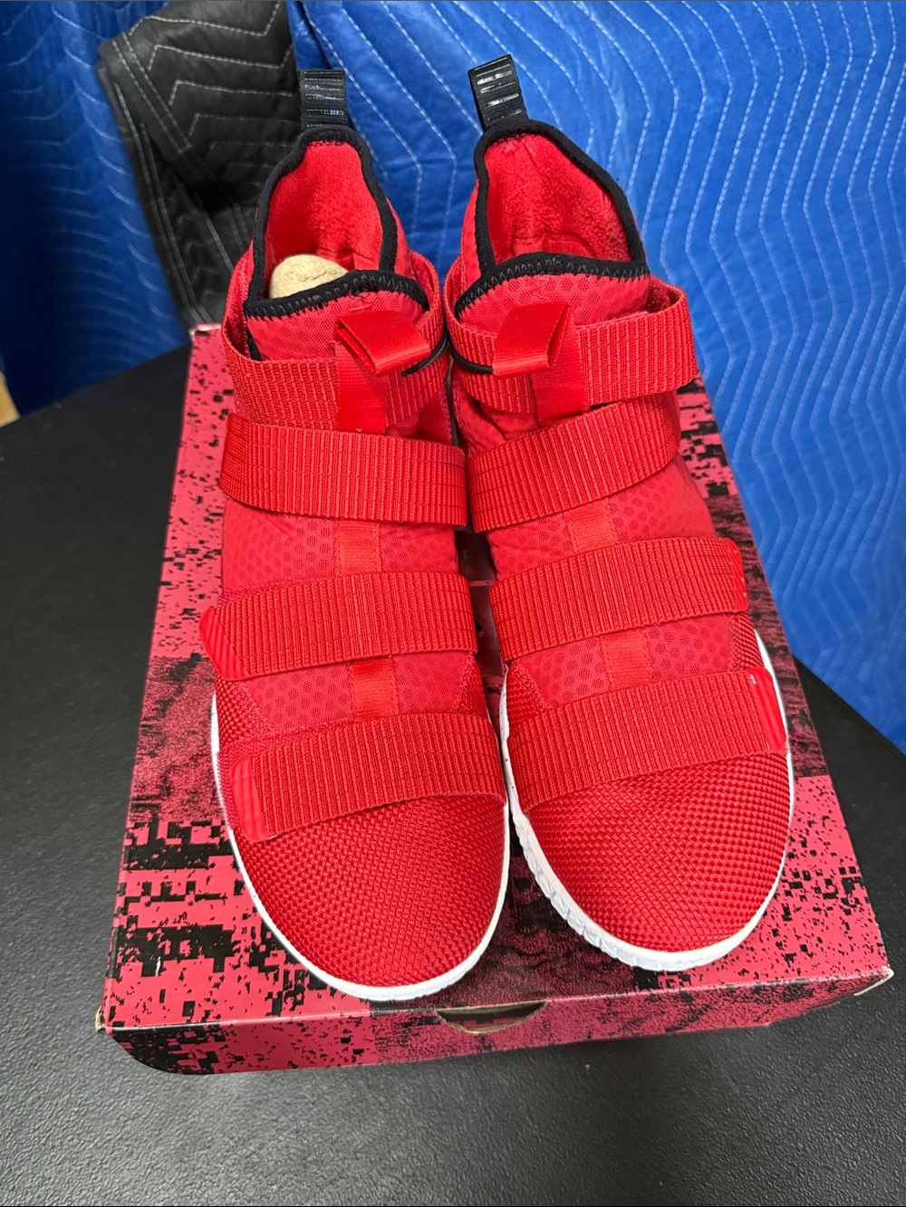 Nike LeBron  Red Hook-and-Loop Athletic Sneakers